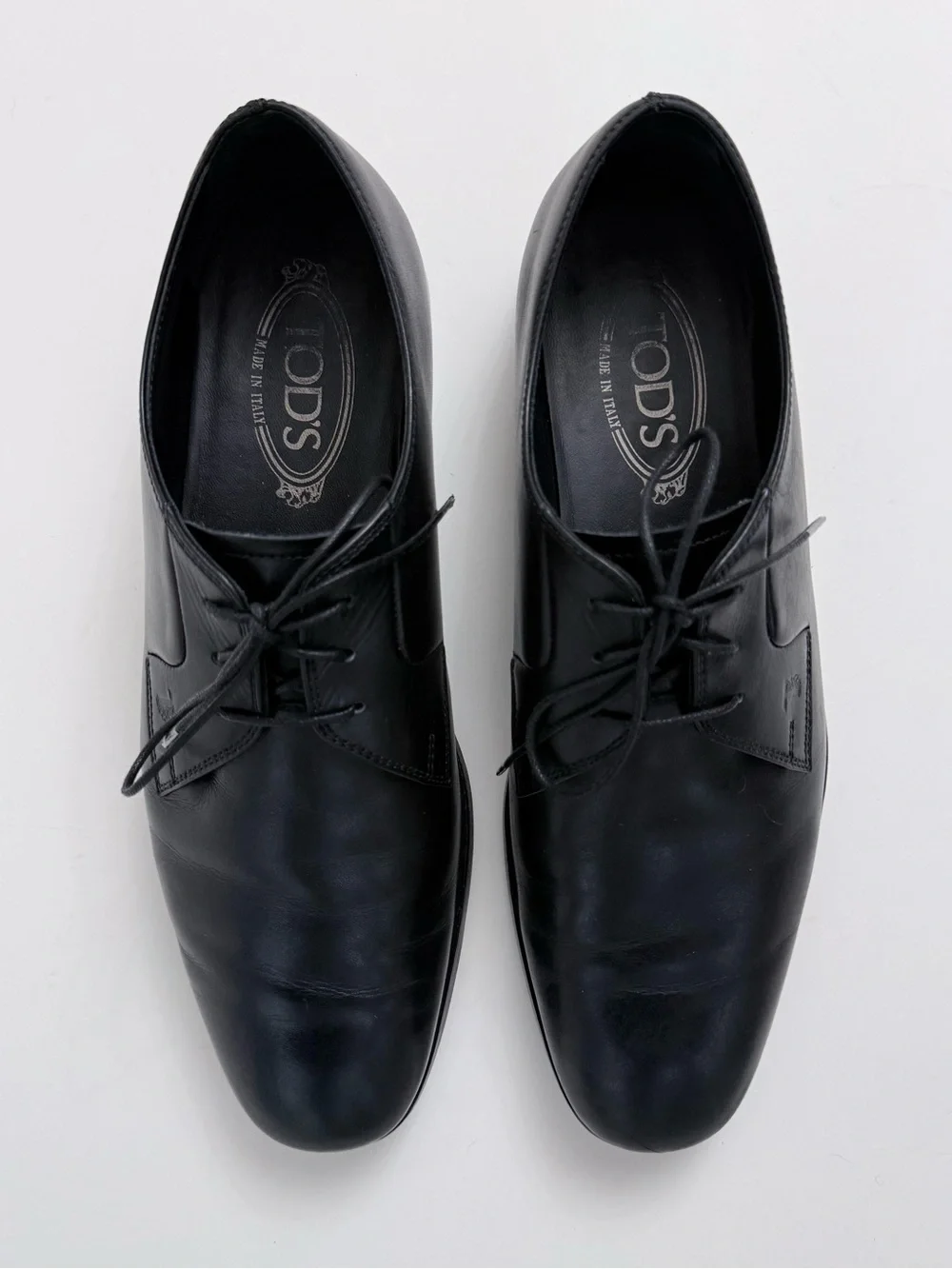 Tod's Smooth Leather Derby Lace-Up Plain Toe Dress Shoes in Black Men’s Size 7